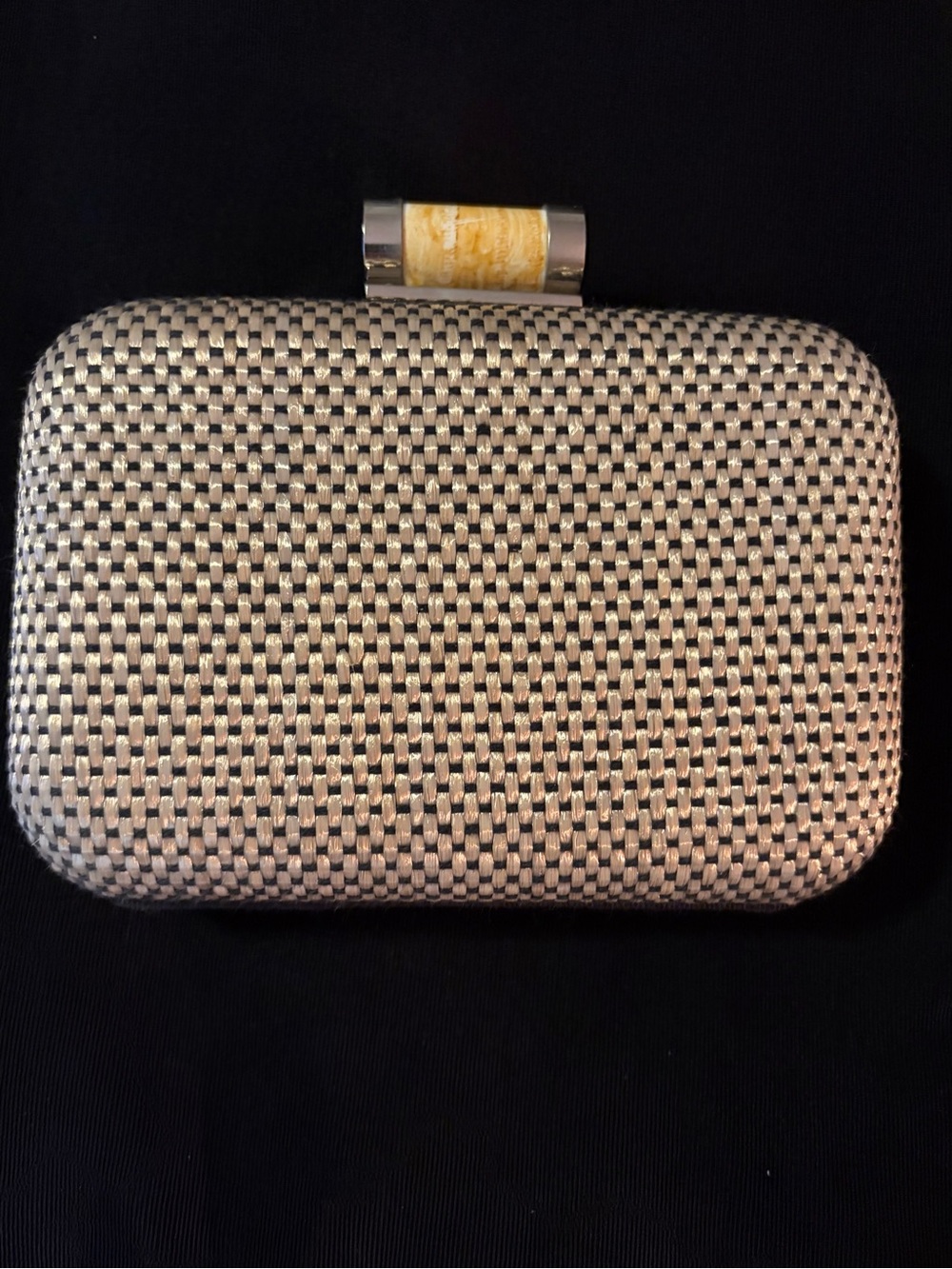 New Phase 8 Metallic Silver and Cream Clutch & Detachable Silver Shoulder Chain